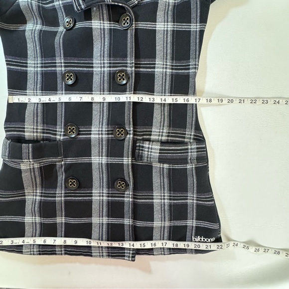 Billabong Jacket Womens Medium Black Plaid Tapered Waist Pea Coat With Pockets - Picture 13 of 16